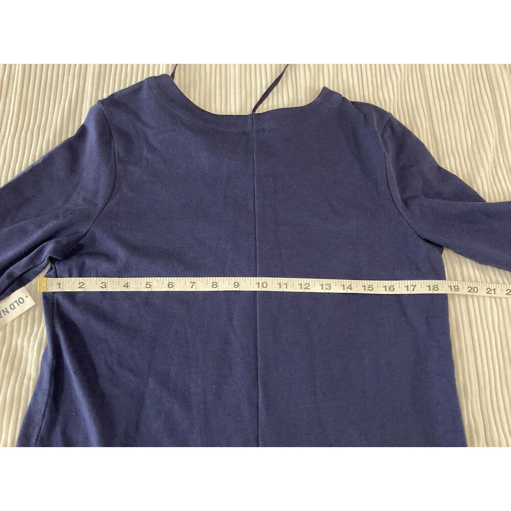 Old Navy Midi Dress Womens M Blue Knit Lace Up Long Sleeve Casual Pullover - Picture 5 of 7